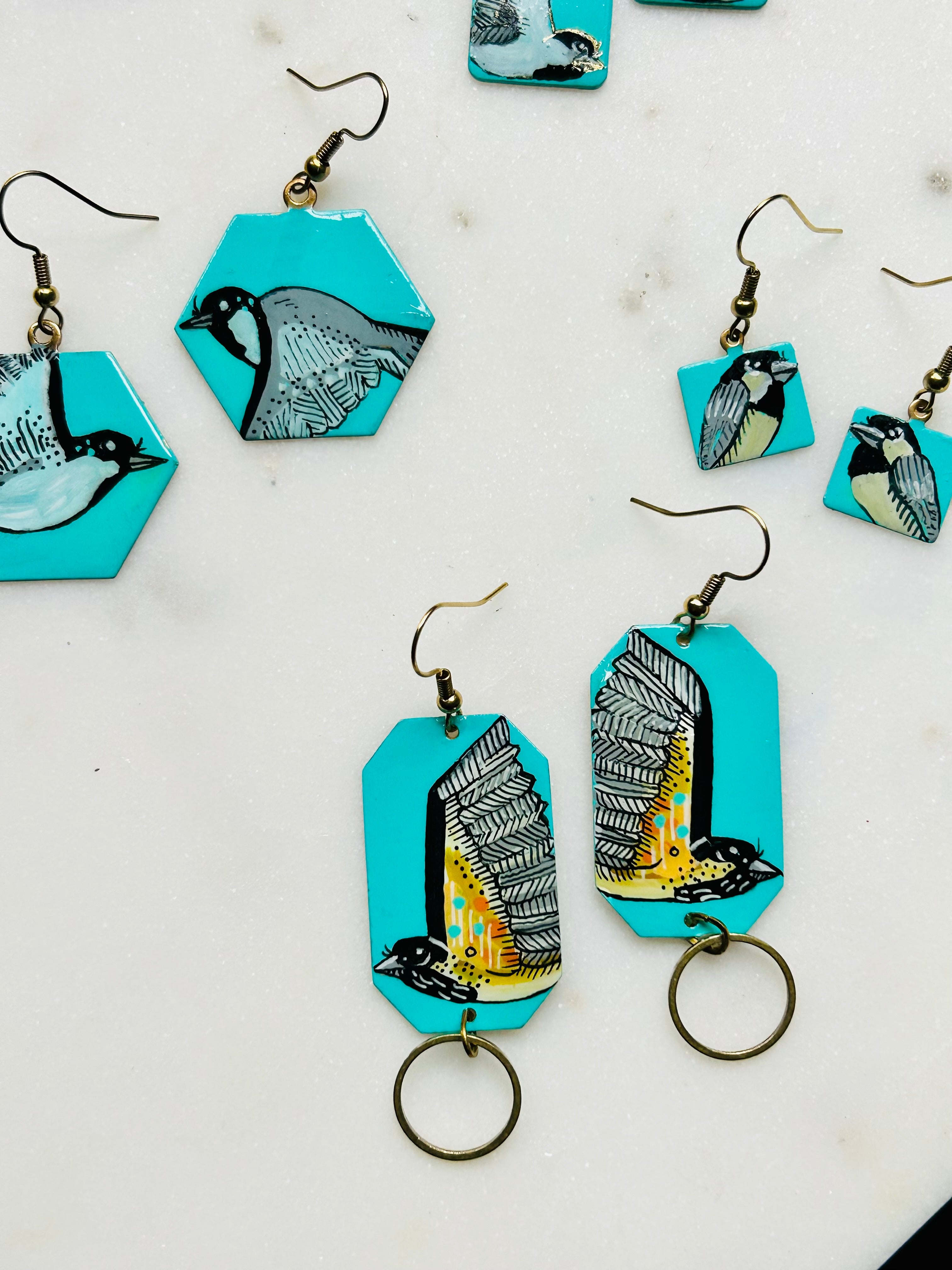 One-of-a-Kind Earrings: Chickadee series