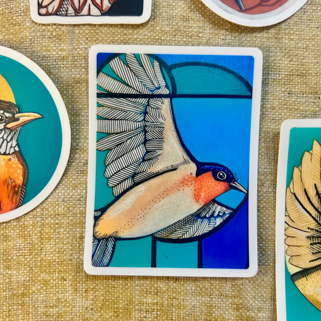 Barn Swallow Stained Glass Vinyl Sticker