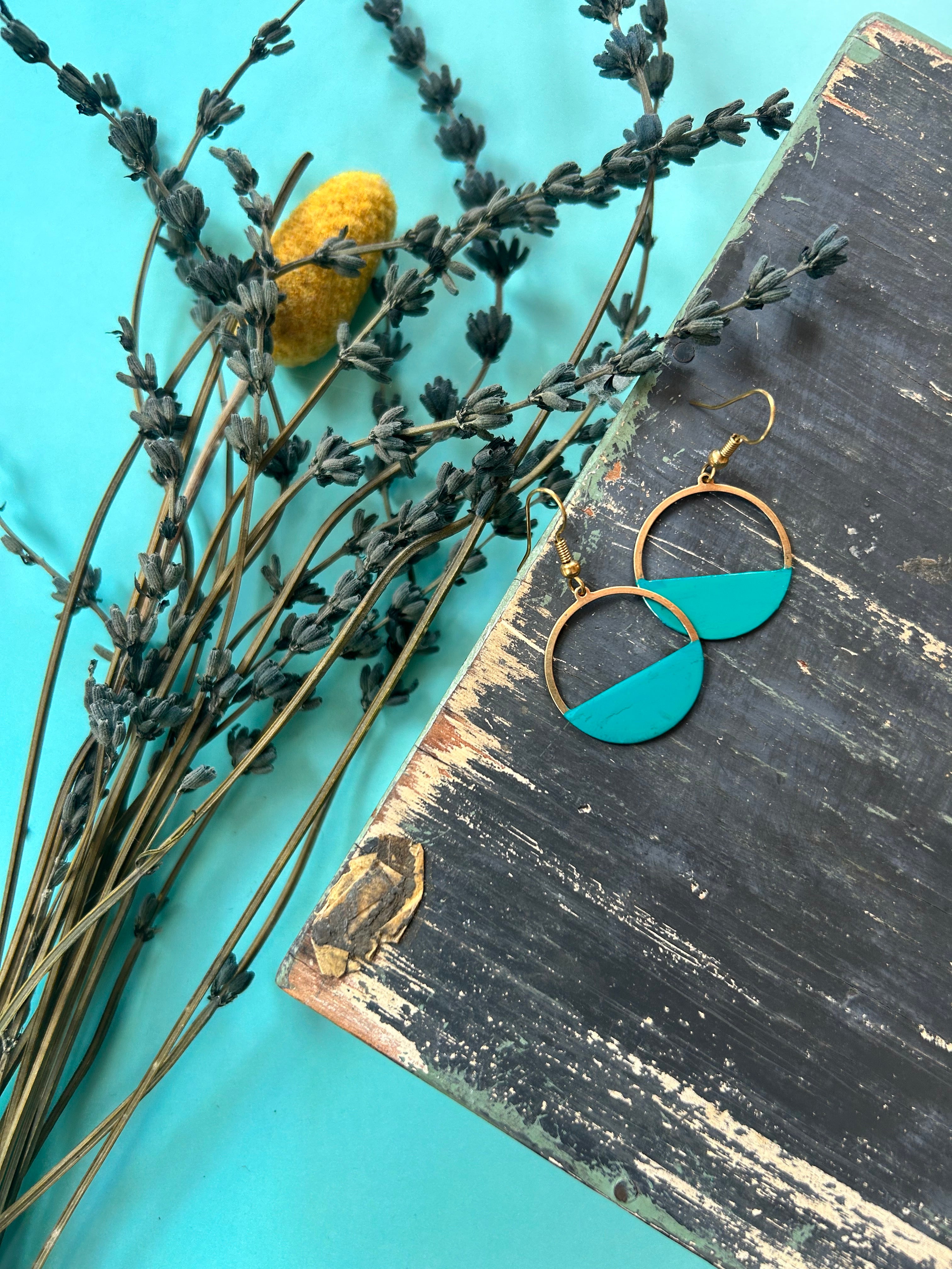 Crescent Hoop Jade Earrings