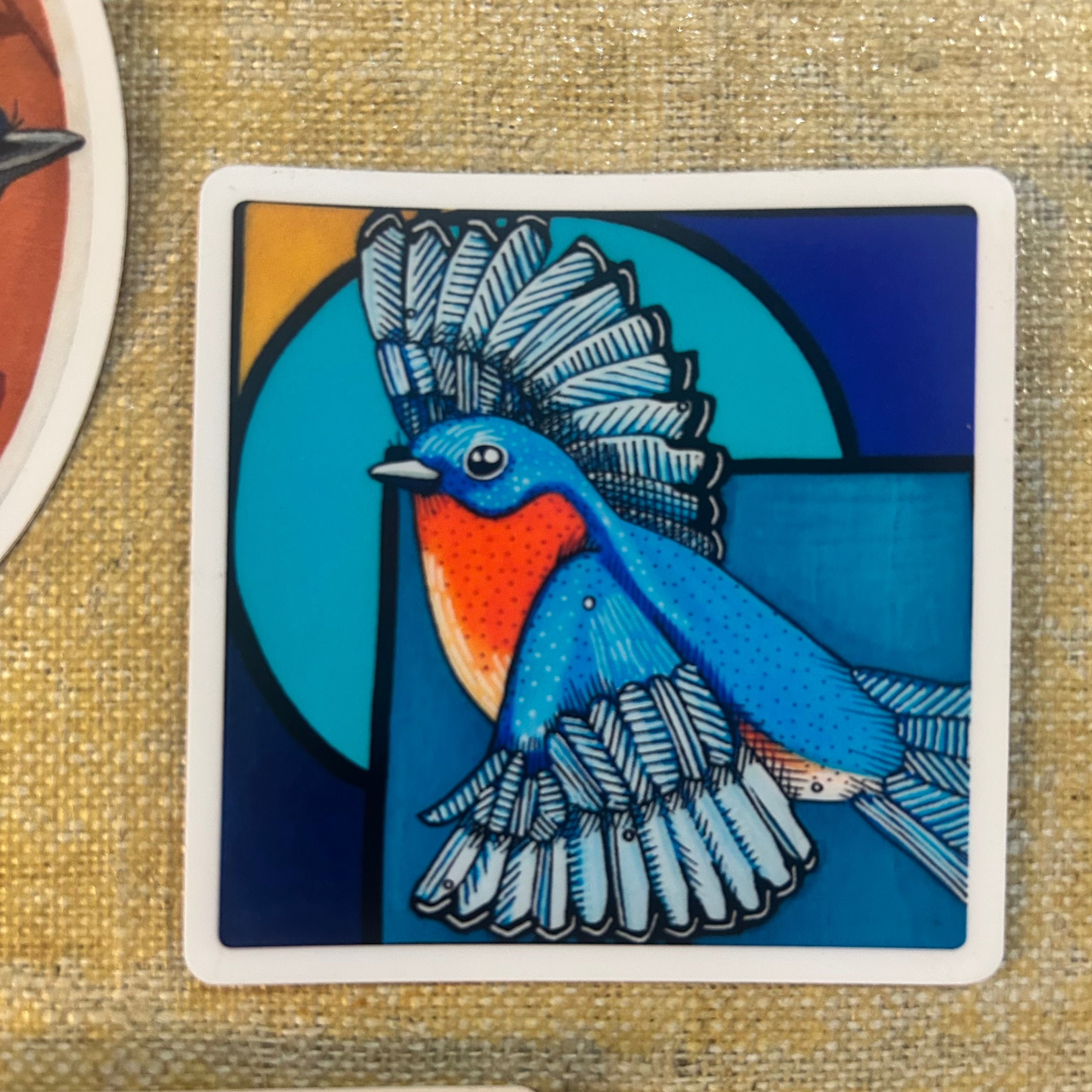 Eastern Bluebird Stained Glass Vinyl Sticker