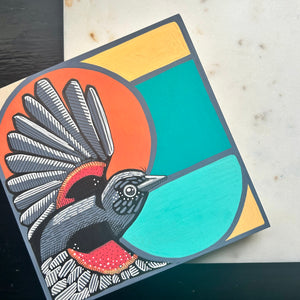 Red-Winged Blackbird: Original Ink & Acrylic Illustration on wood