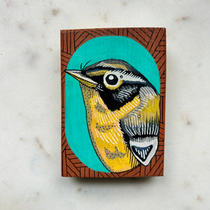 Warbler: Original Ink & Acrylic Illustration on Wood