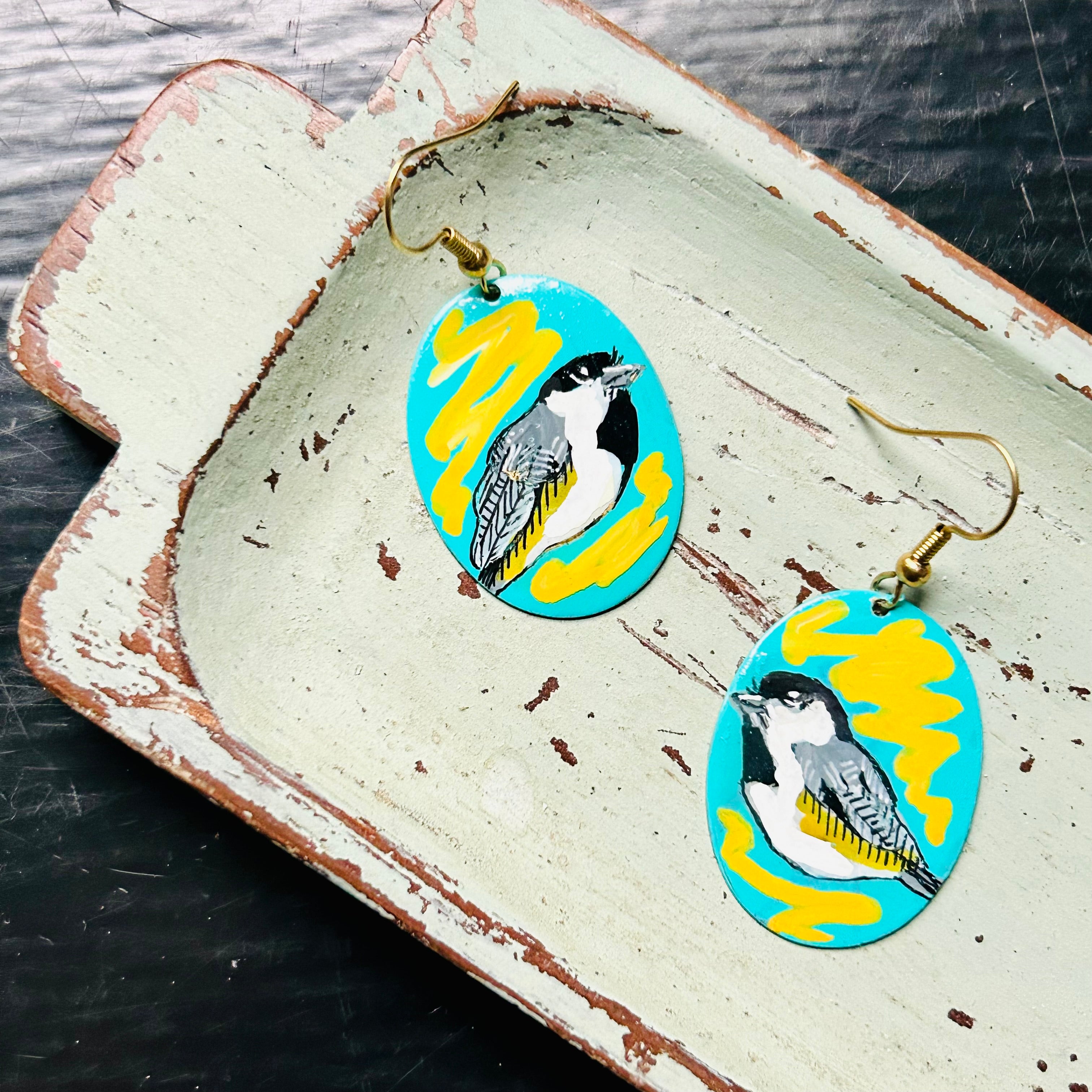 One-of-a-Kind Earrings: Chickadee series