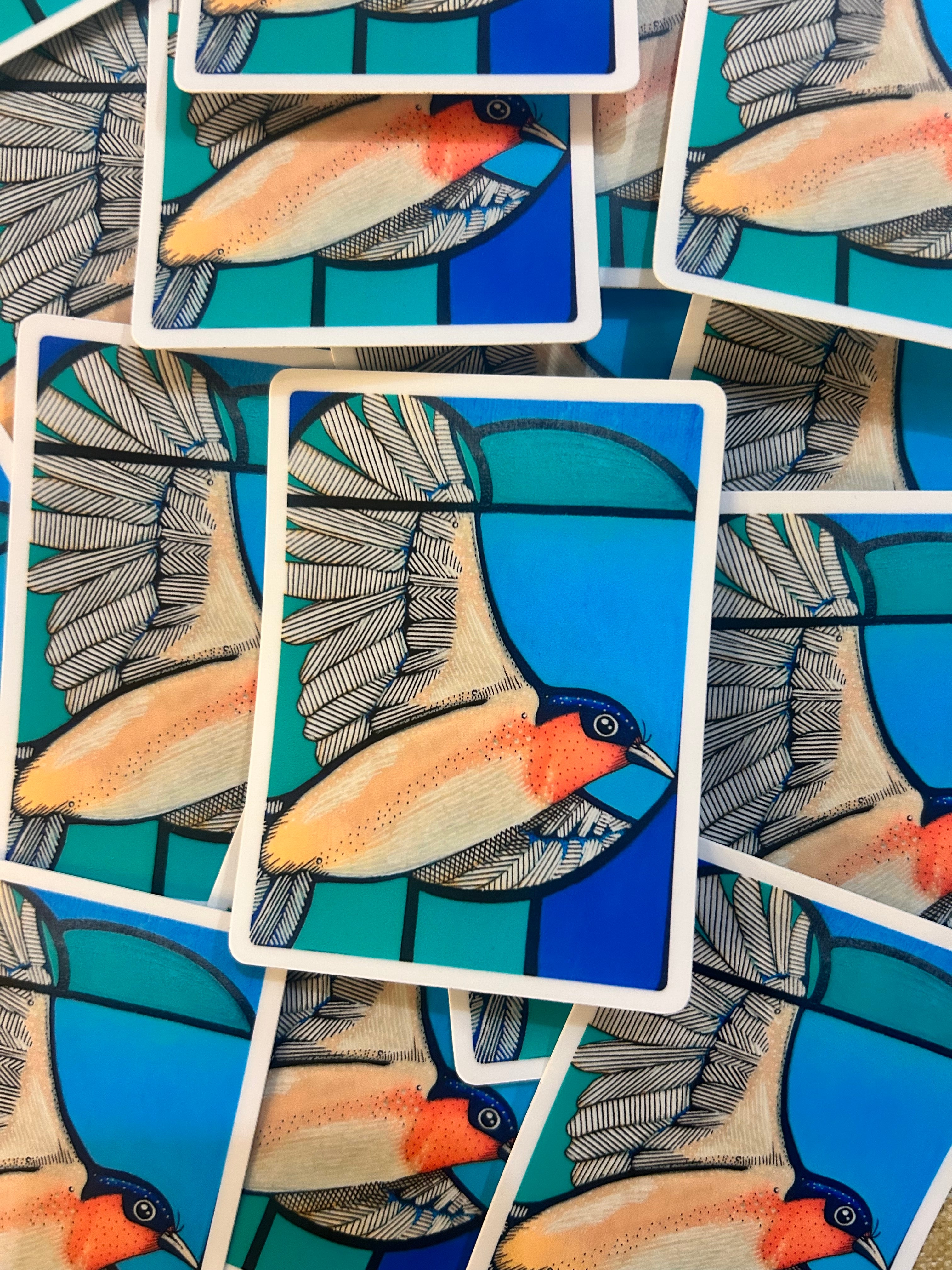 Barn Swallow Stained Glass Vinyl Sticker