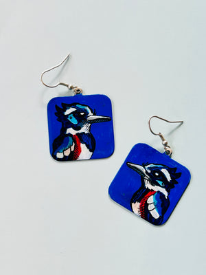 One-of-a-Kind Earrings: Belted Kingfisher