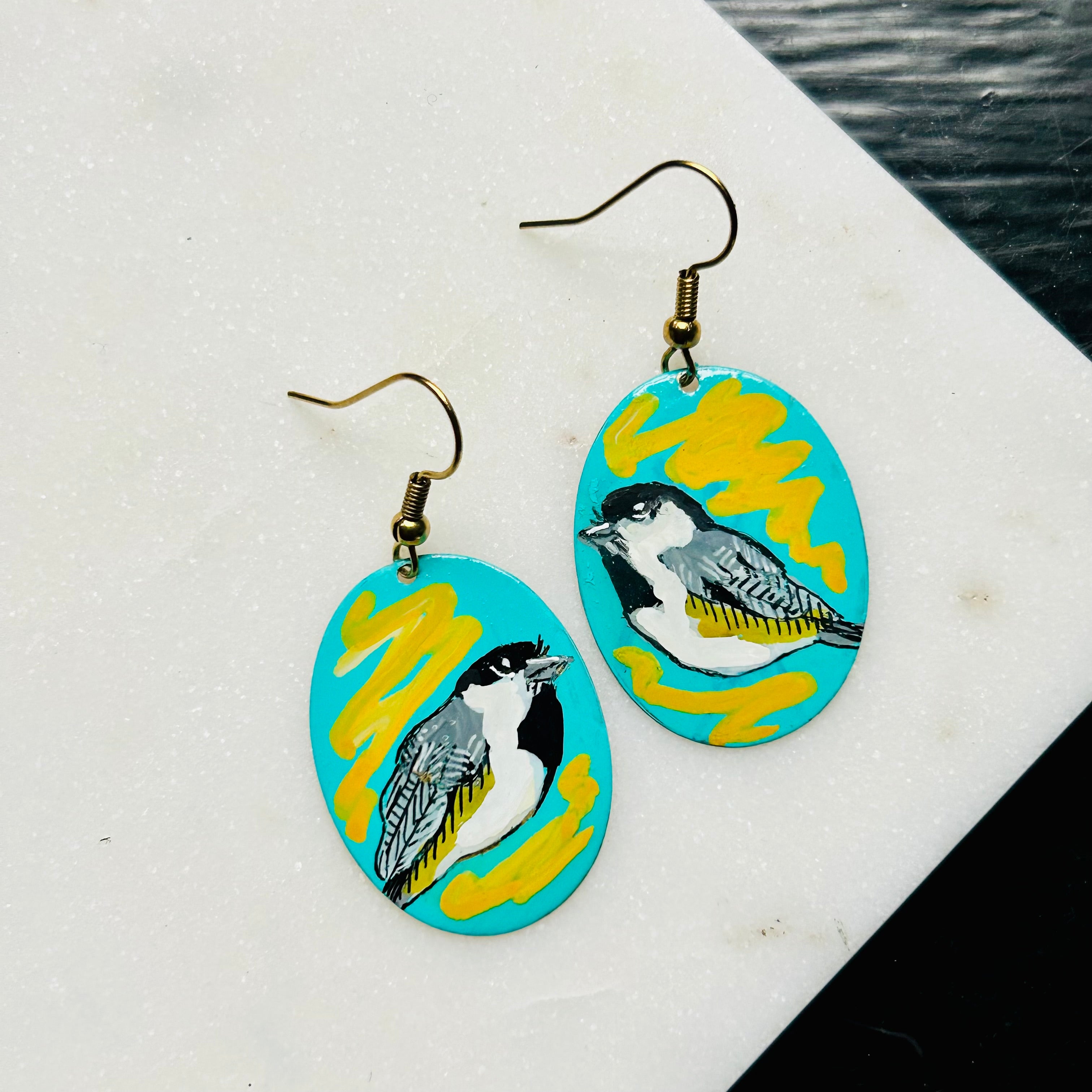 One-of-a-Kind Earrings: Chickadee series