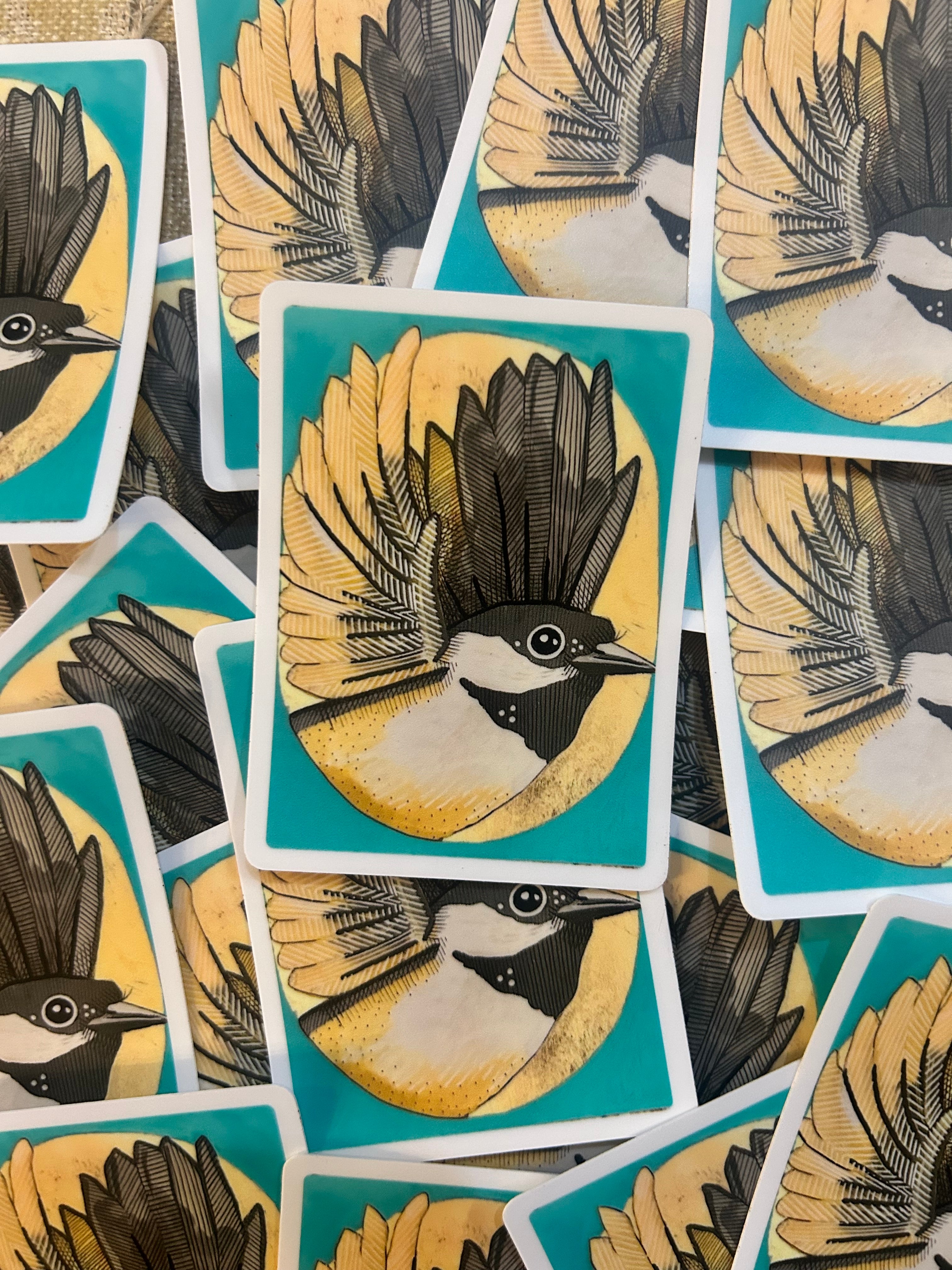 Golden Chickadee Vinyl Sticker