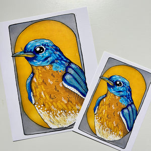 Bluebird Portrait Print