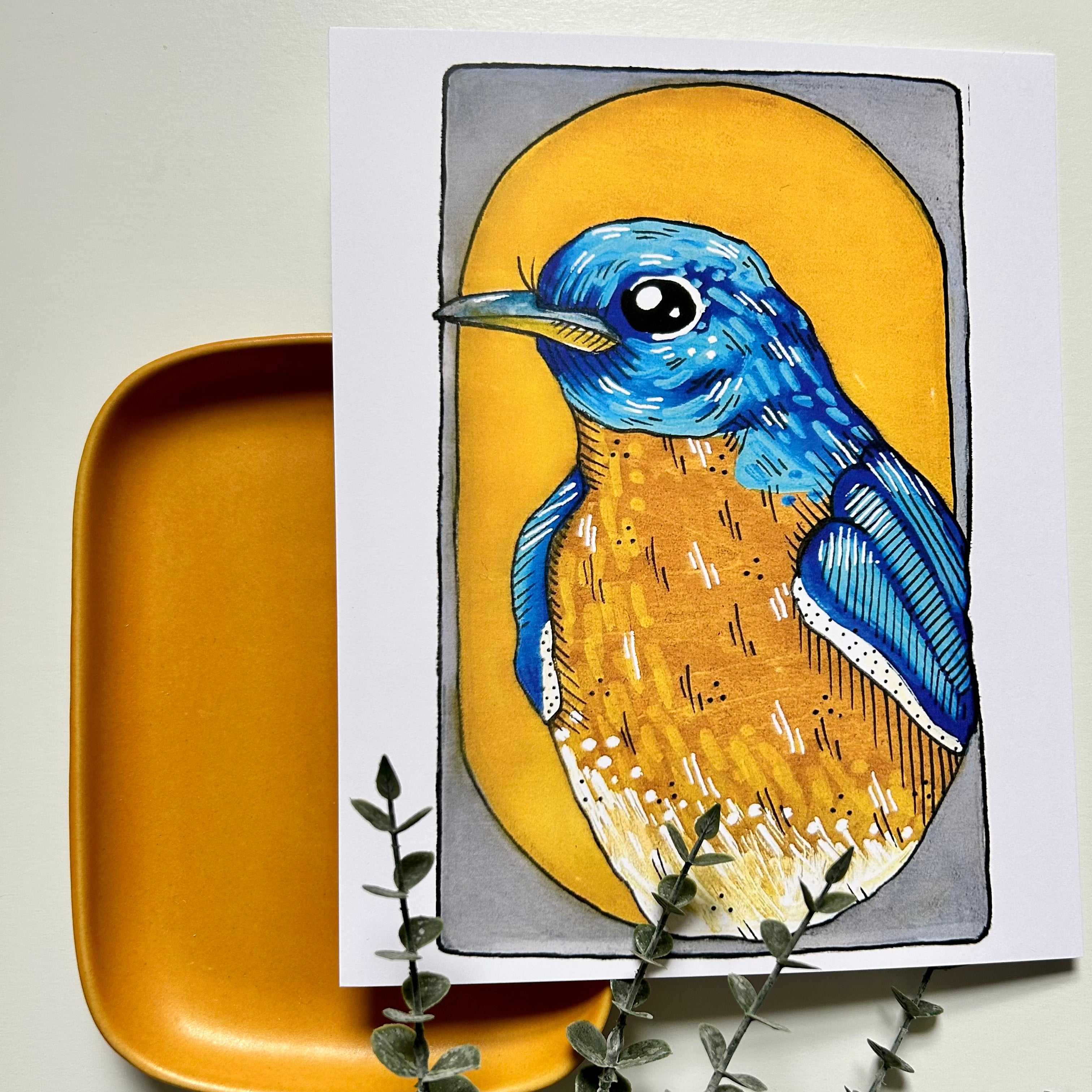 Bluebird Portrait Print