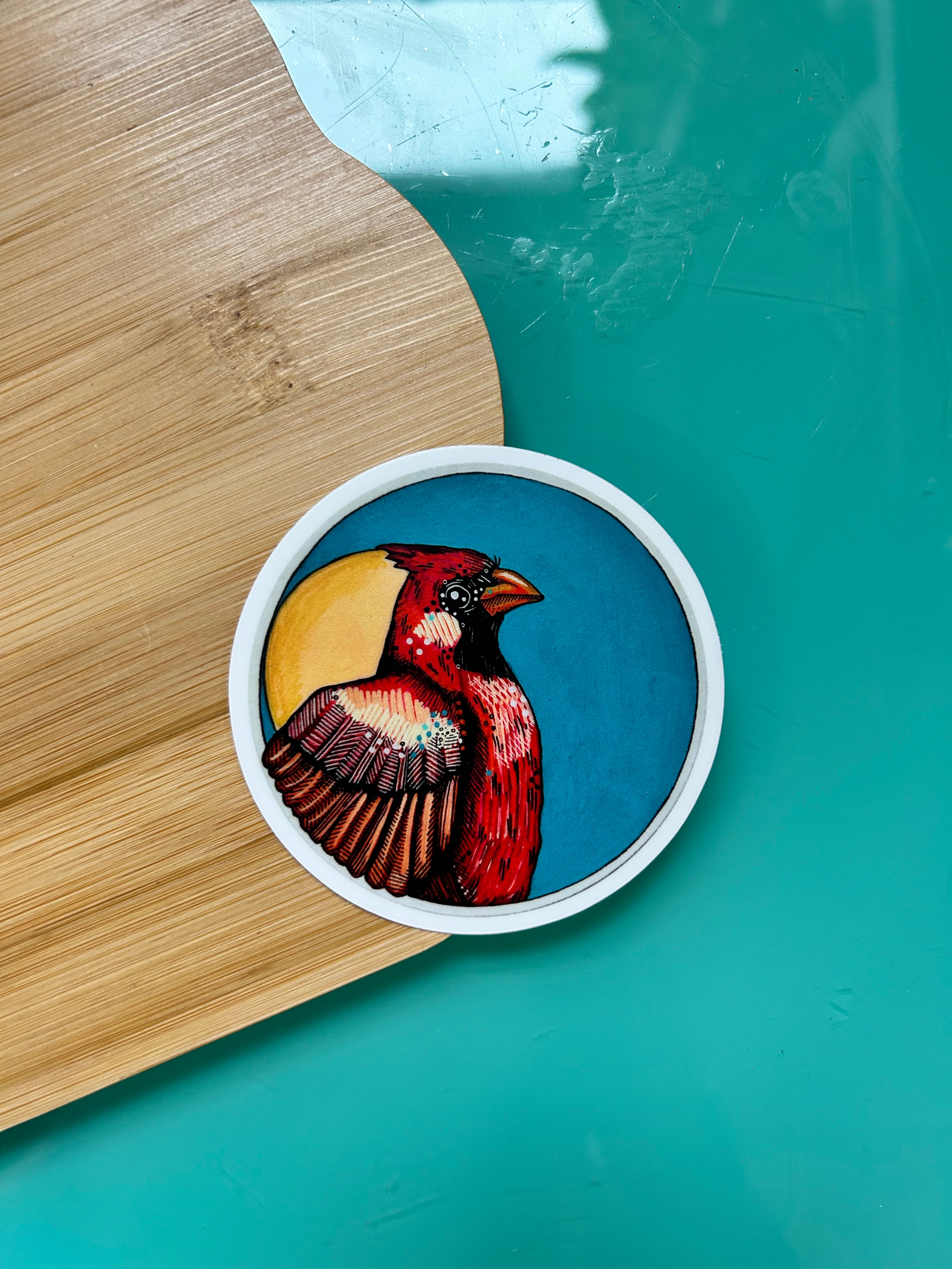 Cardinal Round Vinyl Sticker