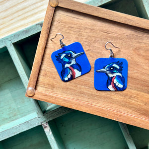 One-of-a-Kind Earrings: Belted Kingfisher