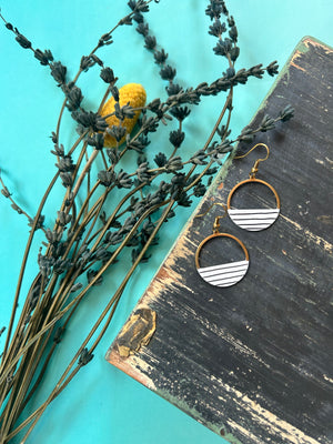 Crescent Hoop Earrings-Pinstripe