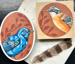 Yellow Breasted Chat: Original Ink & Acrylic Illustration on wood
