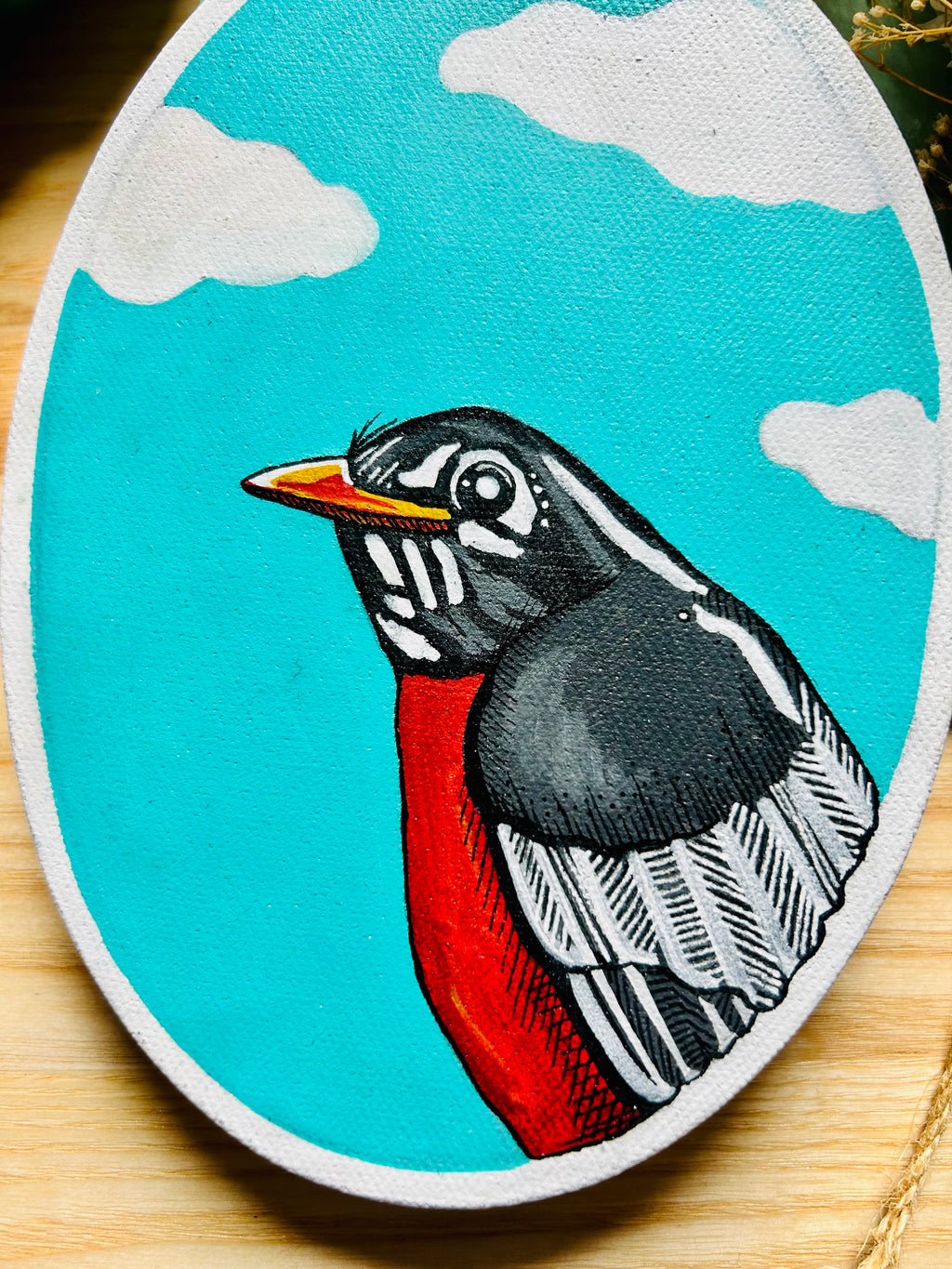 Robin: Original Ink & Acrylic Illustration on canvas