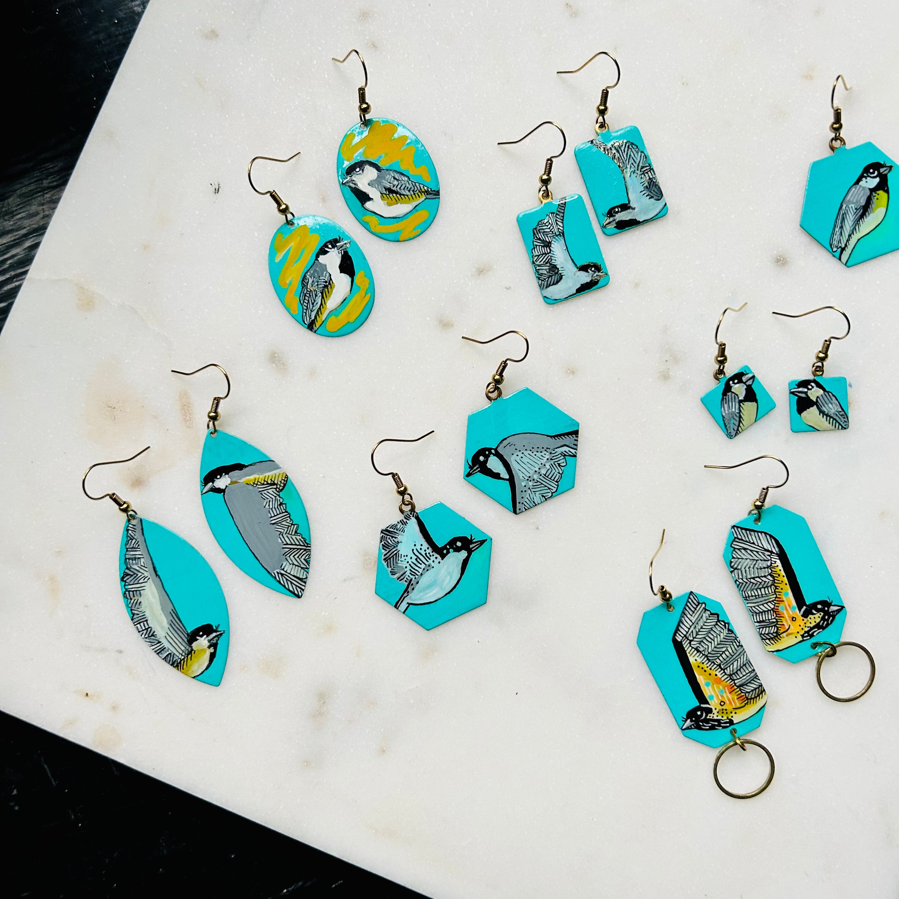 One-of-a-Kind Earrings: Chickadee series