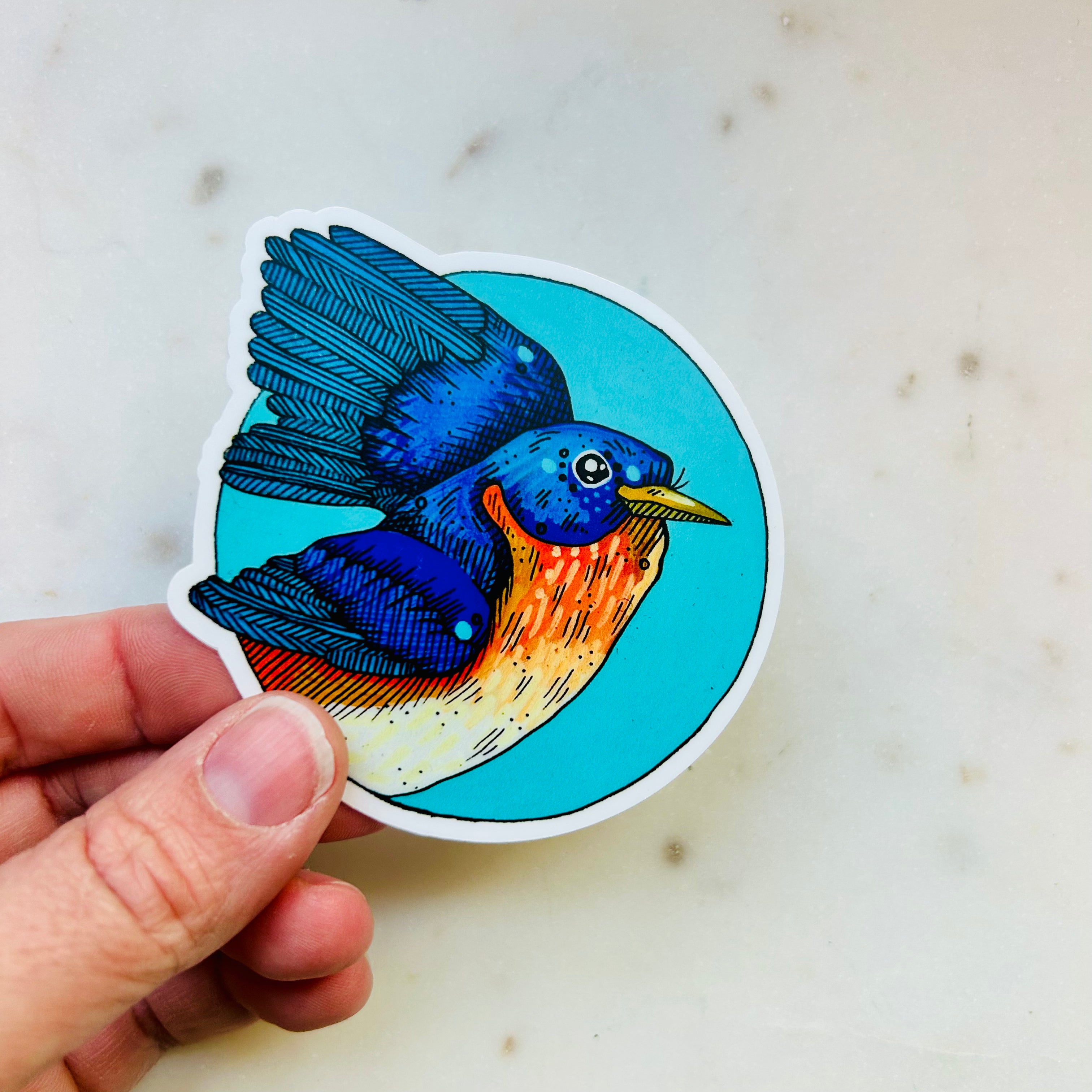 Bluebird Flying Sticker