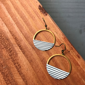 Crescent Hoop Earrings-Pinstripe