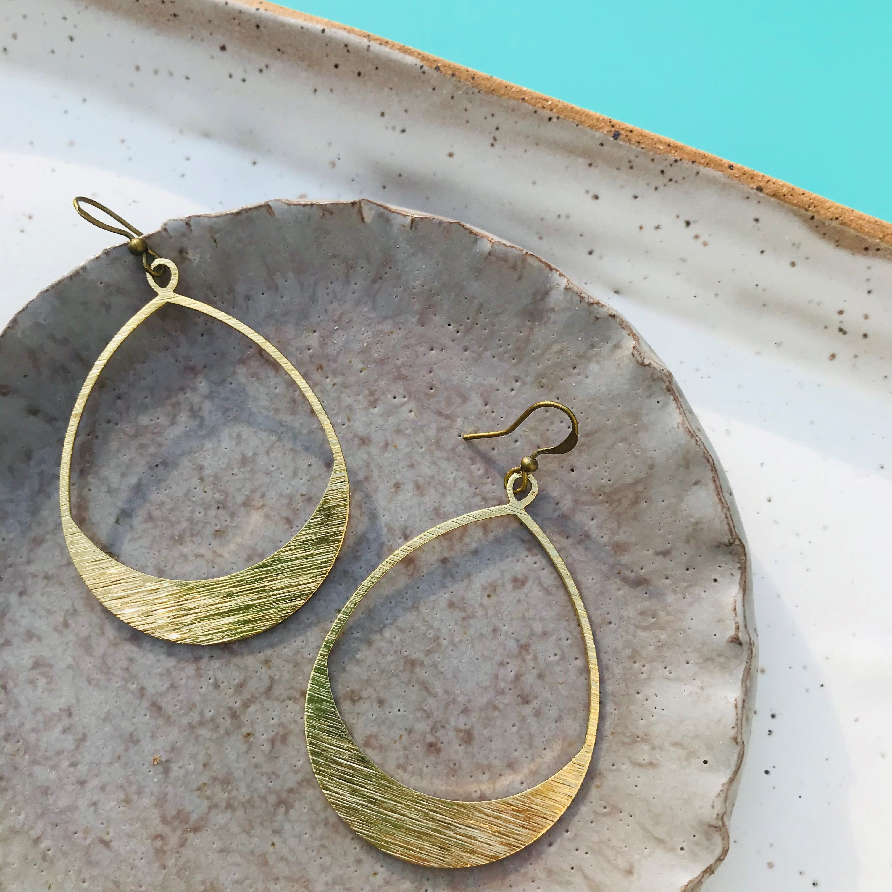 Eleanor Earrings-Textured Brass