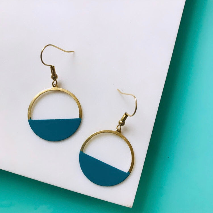 Crescent Hoop Jade Earrings