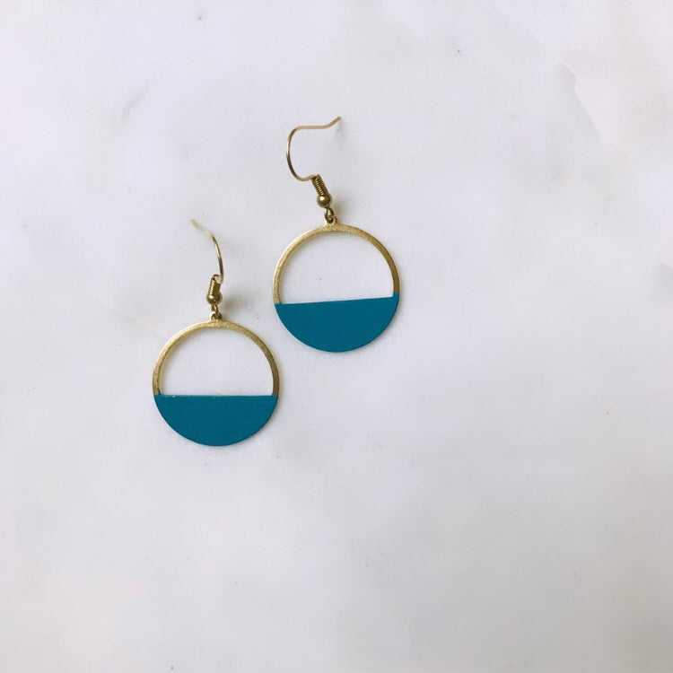 Crescent Hoop Jade Earrings