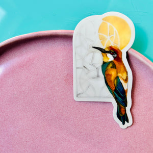 Watercolor Hummingbird Stained Glass Vinyl Sticker