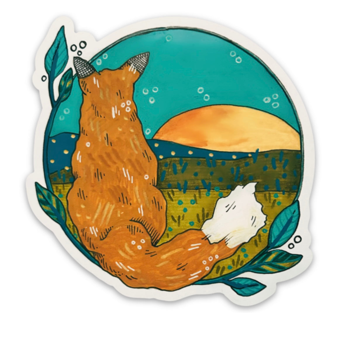 Fox Moon Vinyl Sticker