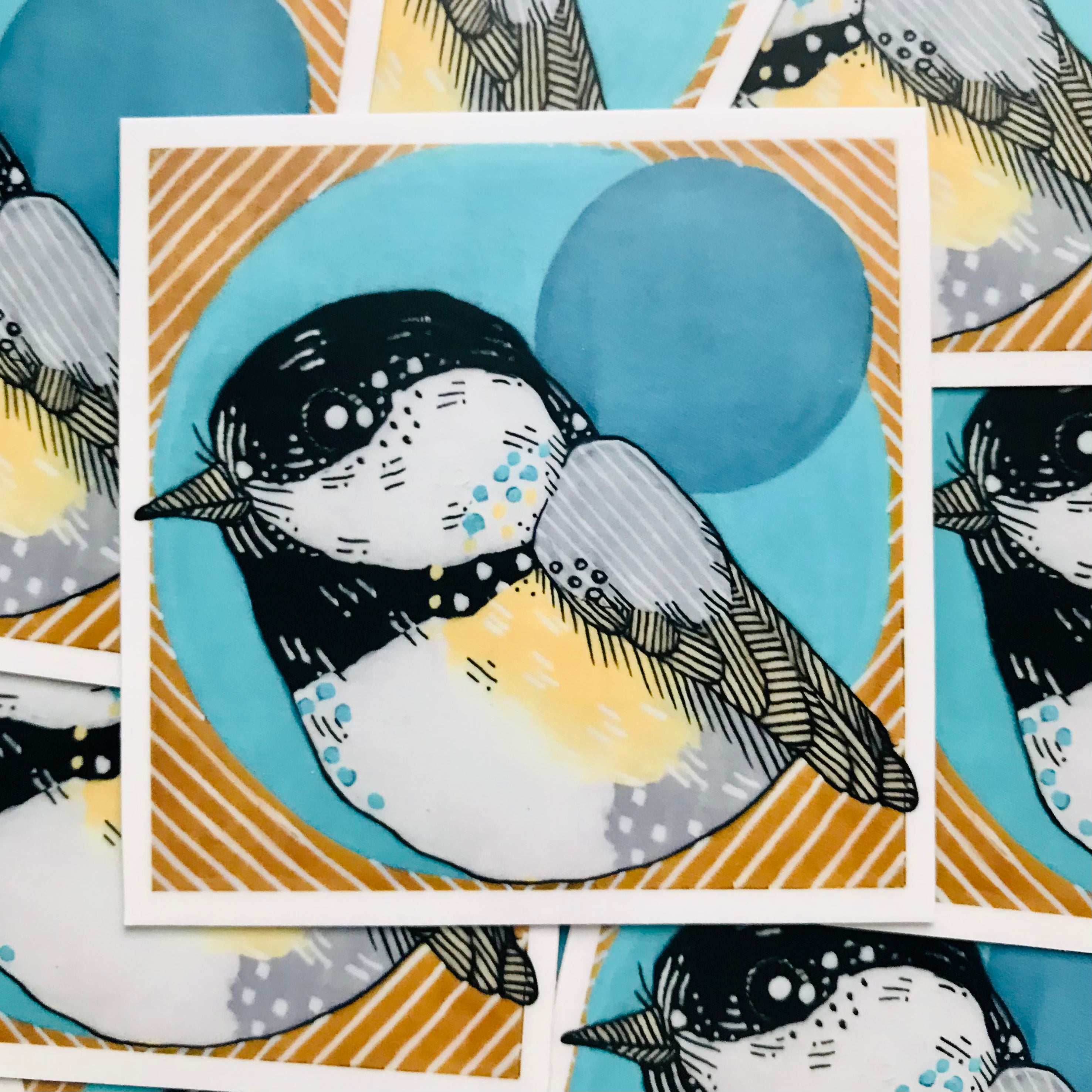 Chickadee Blue Moon Vinyl Sticker