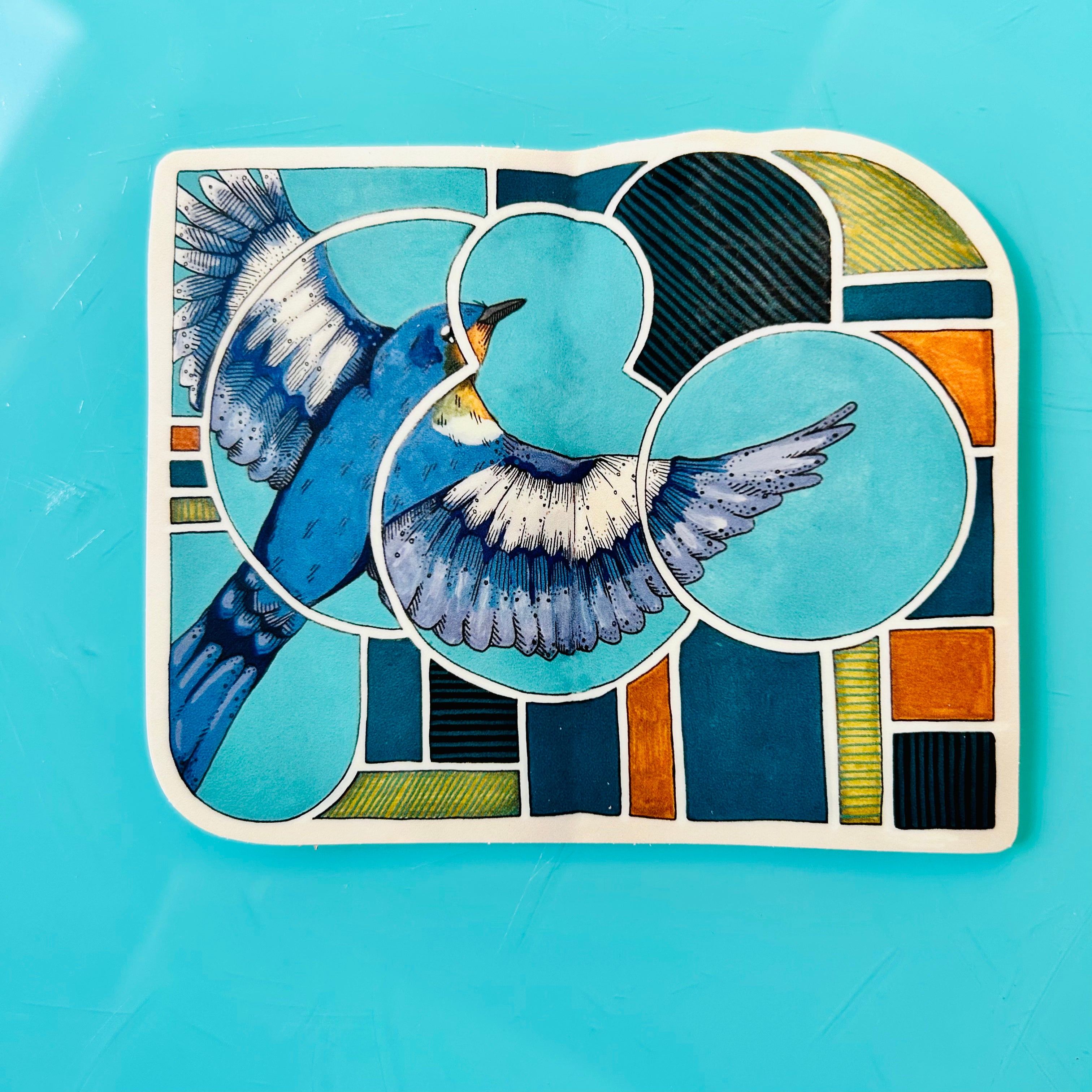 Bluebird Stained Glass Vinyl Sticker