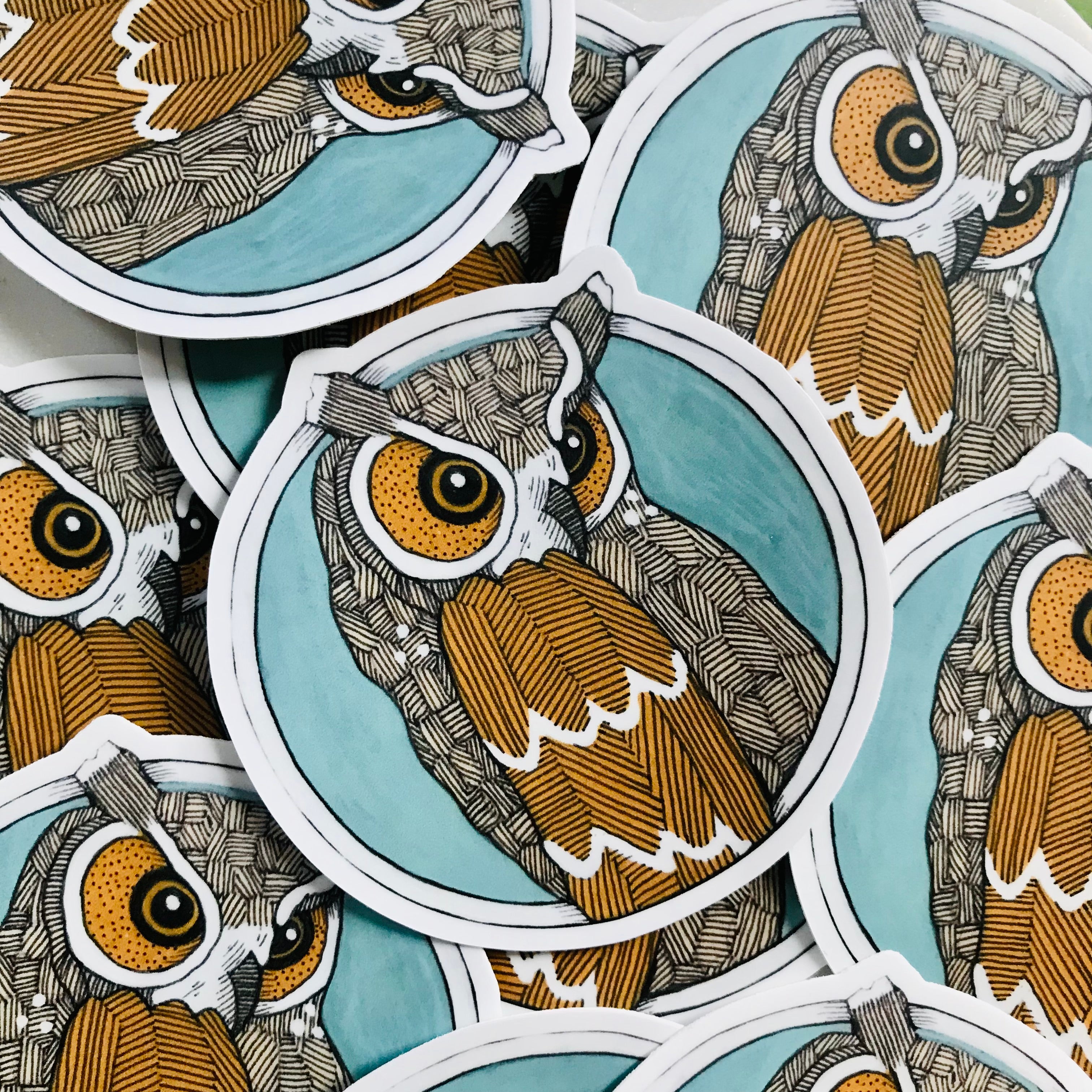 Owl Round Vinyl Sticker