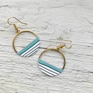 Crescent Hoop Earrings-Striped Shoreline