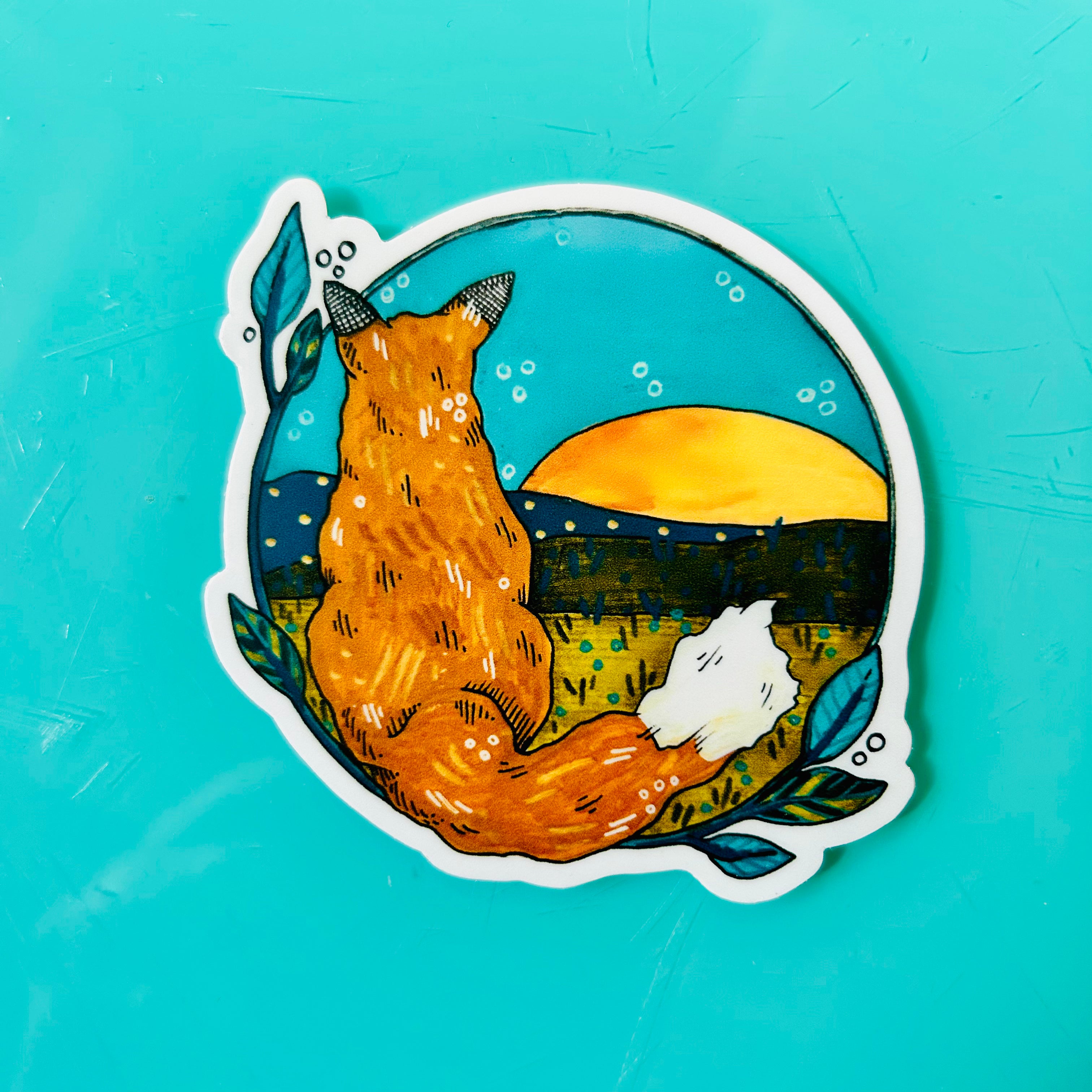 Fox Moon Vinyl Sticker