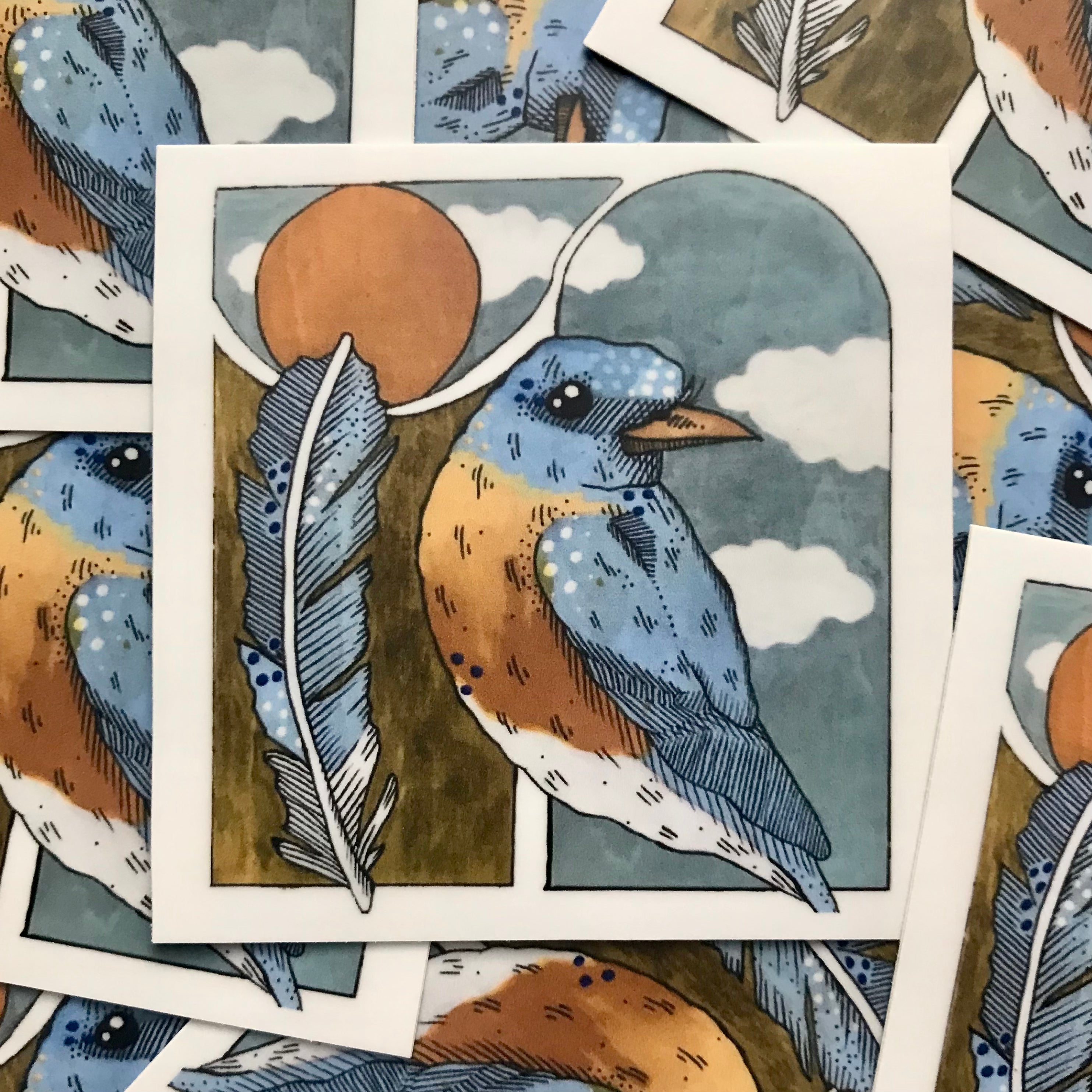 Bluebird & Feather Vinyl Sticker